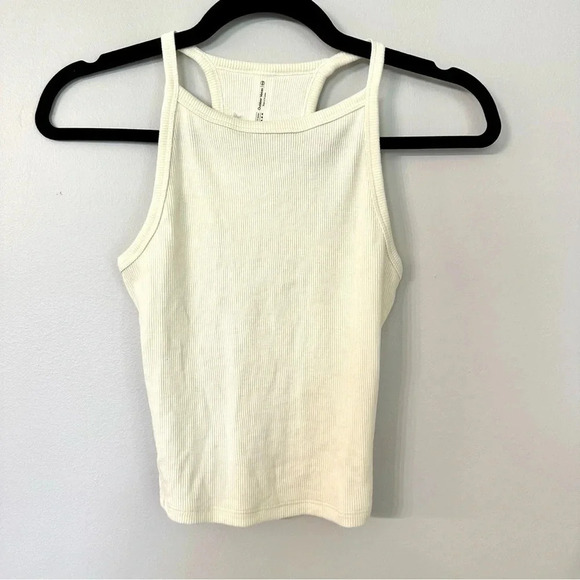 Outdoor Voices Women's Cozy Ribbed Racerback Tank in Milk Stone Size XXS NWT - Picture 2 of 5